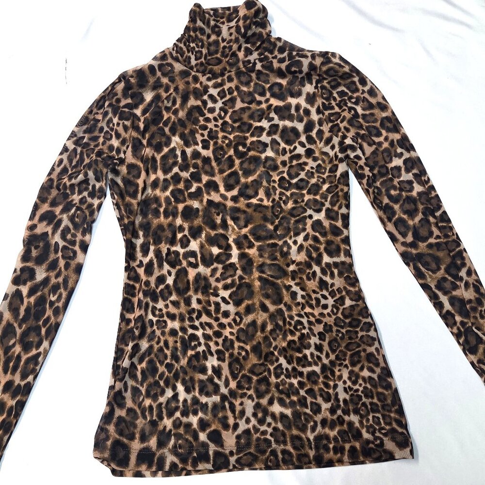 White House Black Market-Leopard Print Long Sleeve‎ blouse – Y2K Inspired XXS